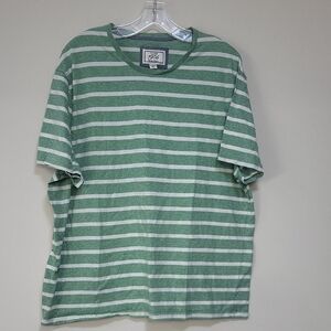JOS. A. BANK 1905 Green White Cotton Stripe Short Sleeve Tee Shirt